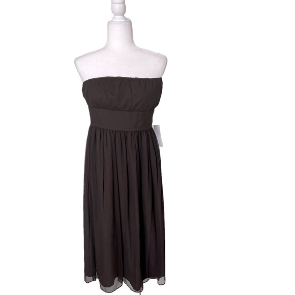 J.Crew Strapless 100% Silk Strapless Brown Dress in Size 10 - Picture 2 of 11